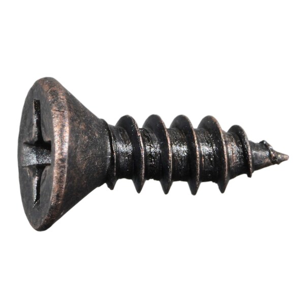Midwest Fastener Wood Screw, #7, 1/2 in, Bronze Steel Flat Head Phillips Drive, 40 PK 930984 - main
